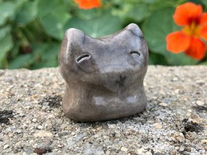 Earthy kitsune fox nature spirit kami raku sculpture | Inari Okami Shinto kamidana shrine shamanism pagan | protection, rewilding