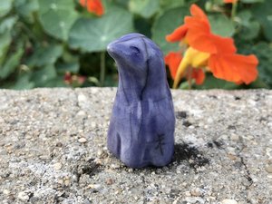 Spirit bird kami, nature elemental being raku sculpture | Shinto kamidana shrine, pagan altar, shamanism | rewilding, guardian, protection