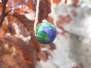 Earth bead ceramic raku pendant larger - adjustable eco hemp | Shinto, shamanism, pagan | nature talisman, healing, climate crisis
