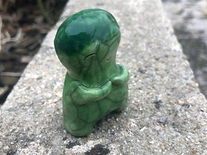 Cabbage kami, garden nature spirit raku statue | Shinto kamidana shrine, pagan altar, shamanism, rewilding | plant elemental, growth spell