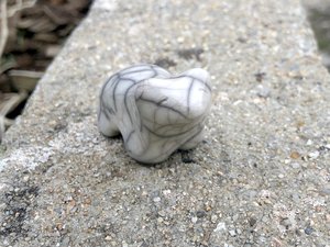 White bear nature spirit raku sculpture | Shinto, shamanism, pagan for altar or kamidana shrine | animal guide, polar bear, totem