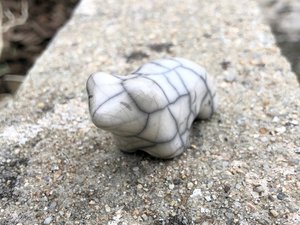 White bear nature spirit raku sculpture | Shinto, shamanism, pagan for altar or kamidana shrine | animal guide, polar bear, healing, totem