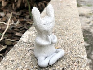 Hare goddess kami spirit raku statue | Shinto kamidana shrine, pagan altar, shamanism | usagi totem, fertility, rabbit sculpture