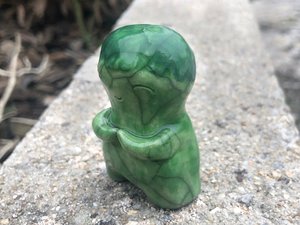Cabbage kami, garden nature spirit raku statue | Shinto kamidana shrine, pagan altar, shamanism, rewilding | plant elemental, growth spell