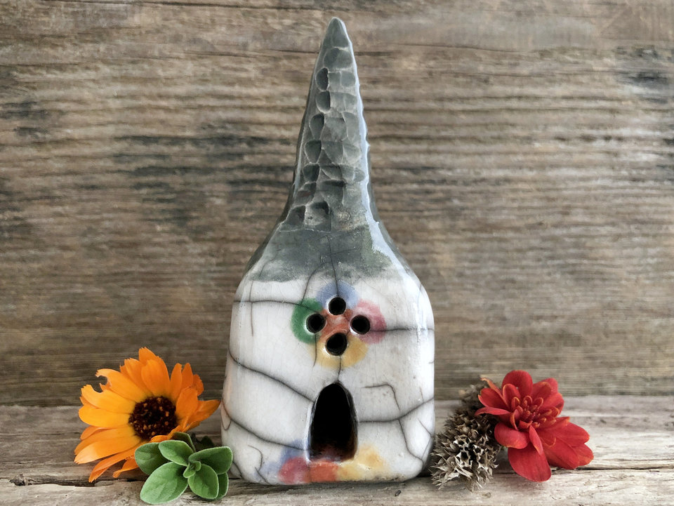 Rainbow chuch, fairie spirit ceramic house / chapel shrine