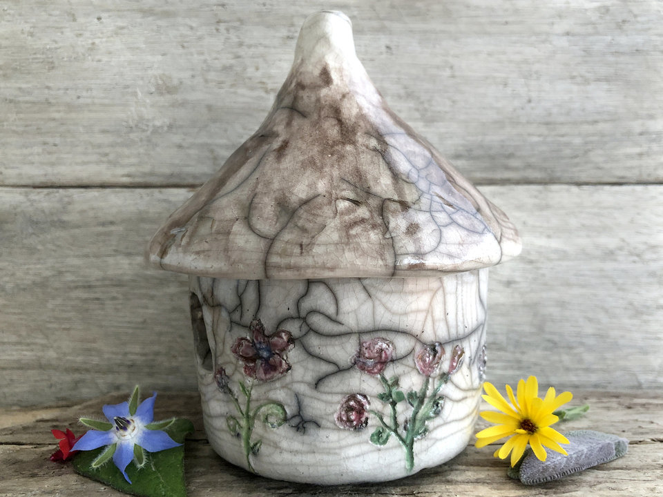 Garden cottage, raku spirit house, kurinuki ceramic | Shinto shrine, pagan altar, shamanism | incense, magic, fairycore, cottagecore, rustic