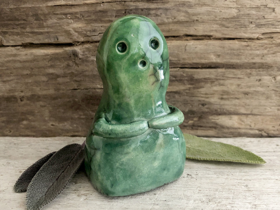 Tall kodama kawaii nature & tree spirit kami raku sculpture | Shinto kamidana shrine statue, Shamanism, paganism, guardian, protection