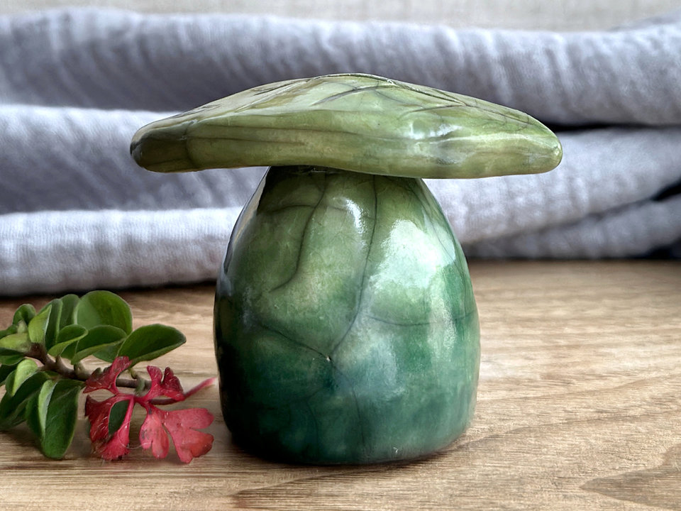 Gentle spring leaf spirit sculpture | Shinto shamanism earth guardian kami statue