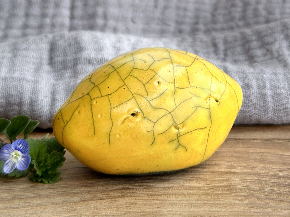 Golden lemon nature spirit sculpture | Shinto statue, shamanism totem