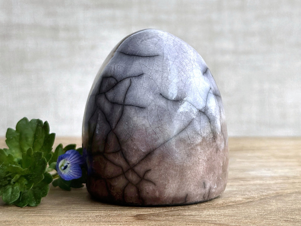 Quiet winter gnome spirit raku sculpture | Shinto shrine, shamanism guardian