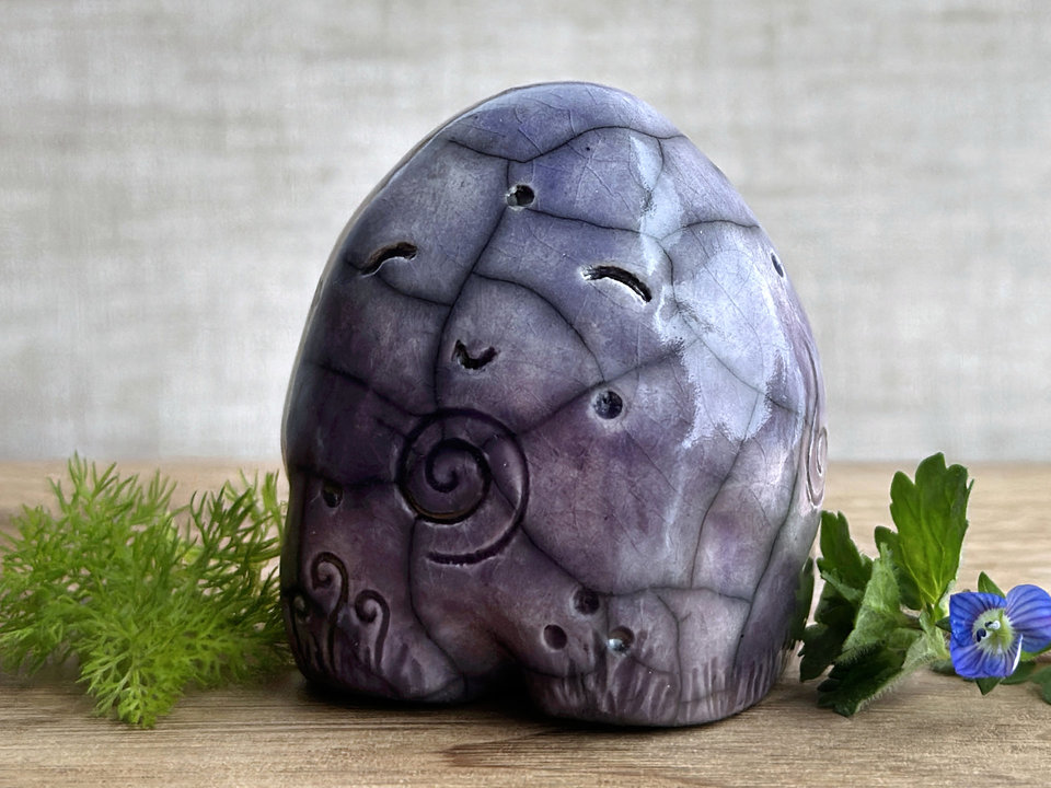 Spiral stone spirit guardian sculpture | Shinto, shamanism, celtic folk art