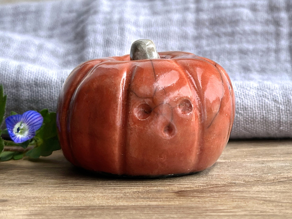 Pumpkin nature guardian spirit statue for Halloween, Samhain, fall, autumn