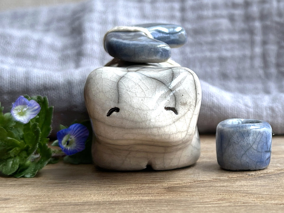 Moon bear guardian spirit raku statue | Shinto kamidana shrine sculpture, shamanism