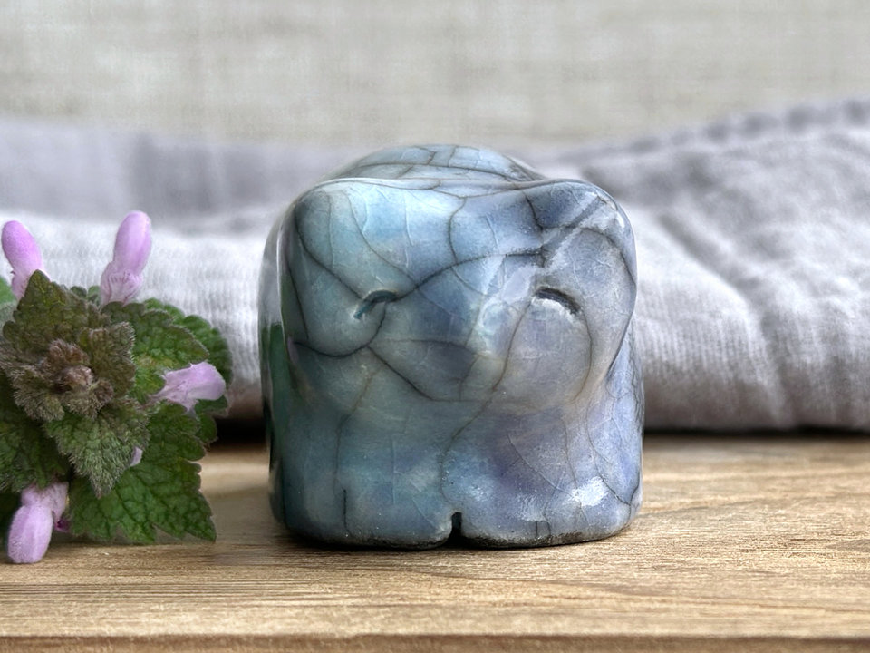 Rain bear guardian nature spirit raku statue | Shinto shamanism sculpture