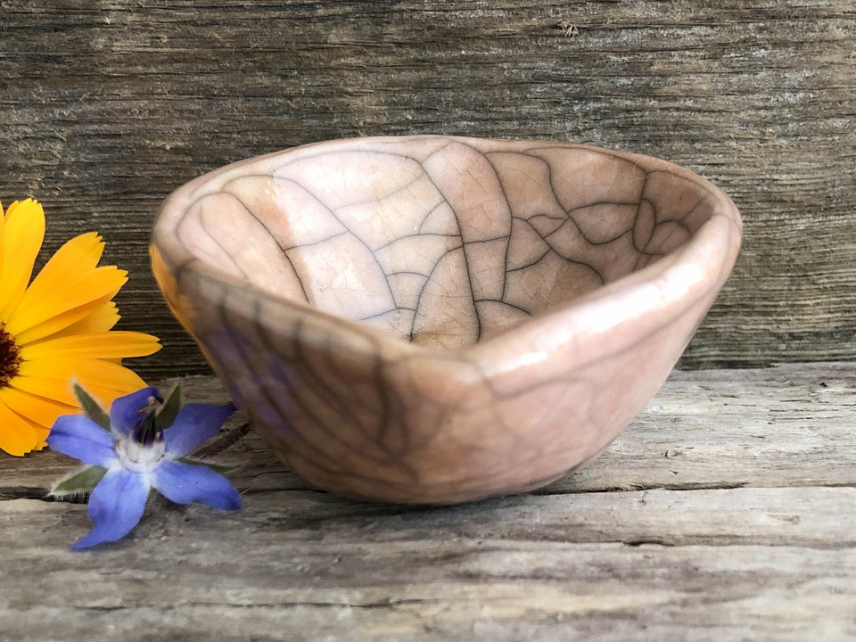 Small raku offering & wishing bowl for prayer, shrine, altar, or ceremony