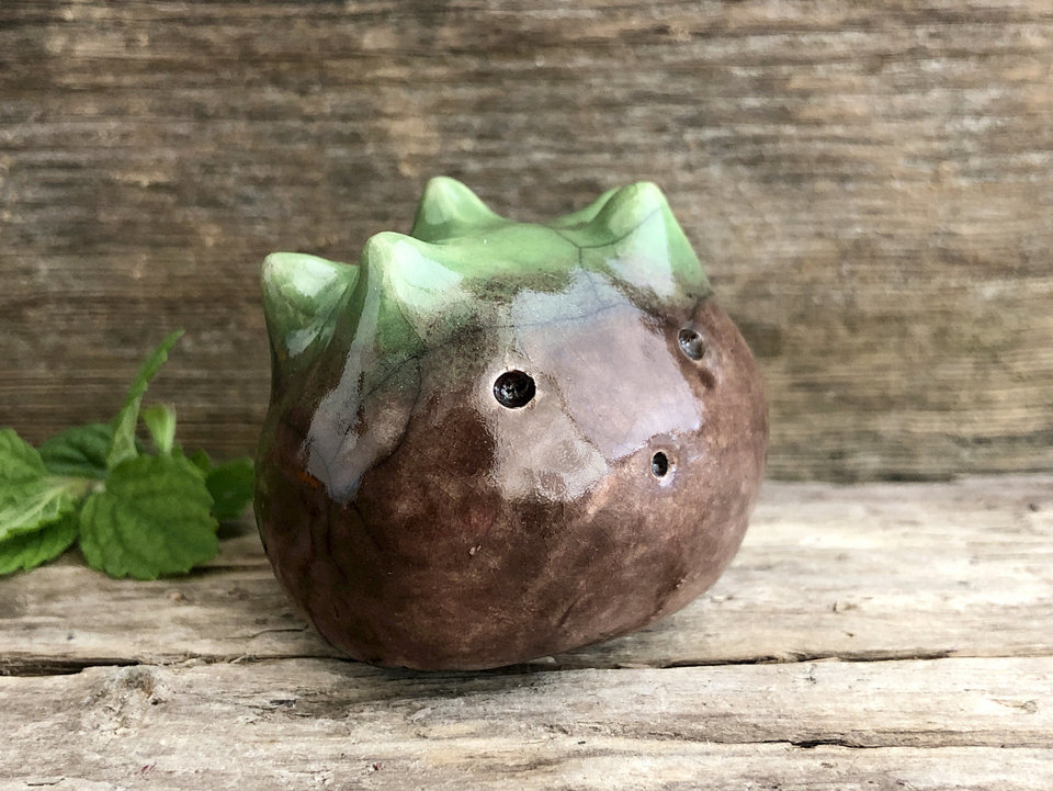 Chestnut nature spirit kami raku sculpture for autumn & fall | kawaii Shinto kamidana shrine statue, Shamanism, paganism, guardian