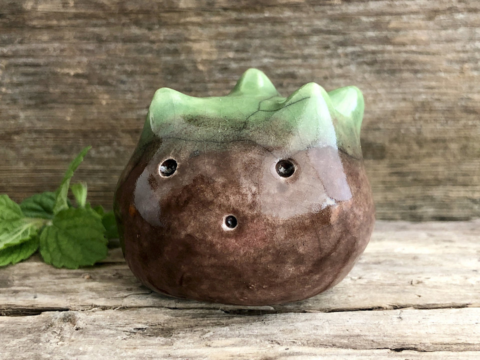 Chestnut nature spirit kami raku sculpture for autumn & fall | kawaii Shinto kamidana shrine statue, Shamanism, paganism, guardian
