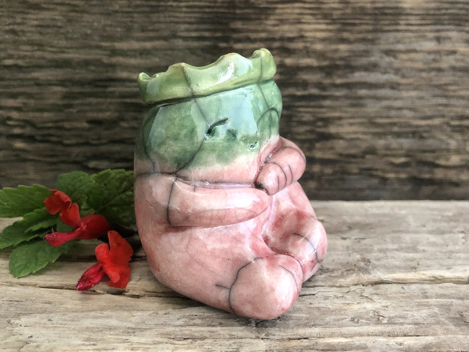 Forest king nature spirit raku sculpture | Shinto Shamanism pagan statue, altar or shrine | rewilding, guardian, protection, folklore, fairycore gift