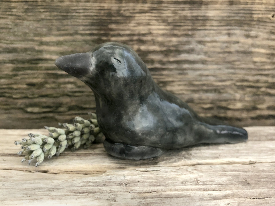 Magical raven kami nature spirit sculpture | Shinto shamanism crow totem