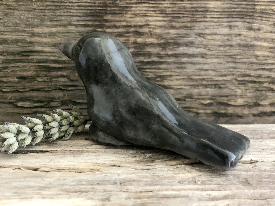Magical raven kami nature spirit sculpture | Shinto shamanism crow totem
