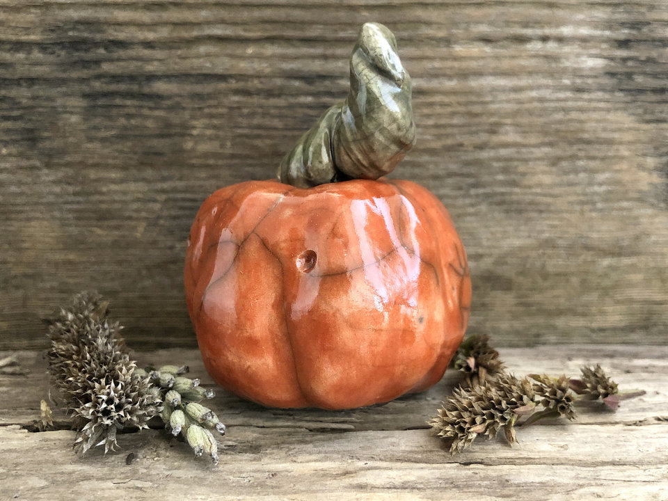 Pumpkin spirit autumn raku sculpture | Halloween, Samhain | jack o'lantern decoration, paganism, shamanism, fall, goblincore, weird, witchcore