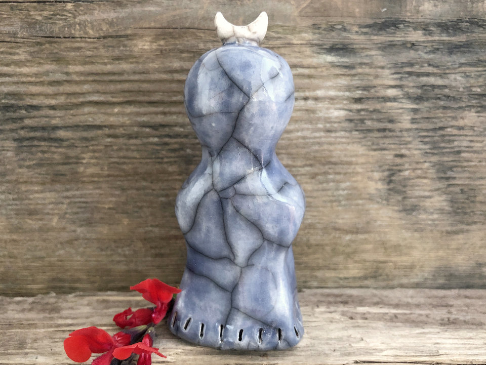 Celestial spirit of hope & compassion | peace angel guide raku statue | Shinto kamidana shrine, pagan altar, shamanism, self love, Kuan Yin