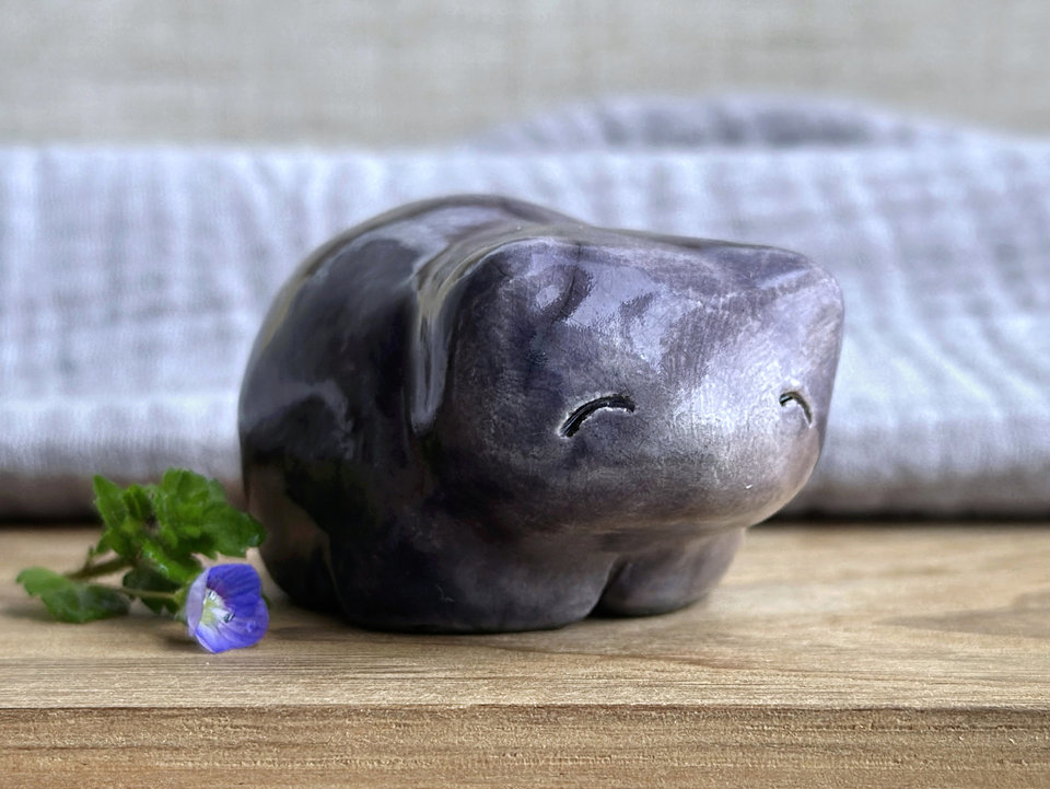 Night cloud bear guardian nature spirit raku statue | Shinto shamanism sculpture