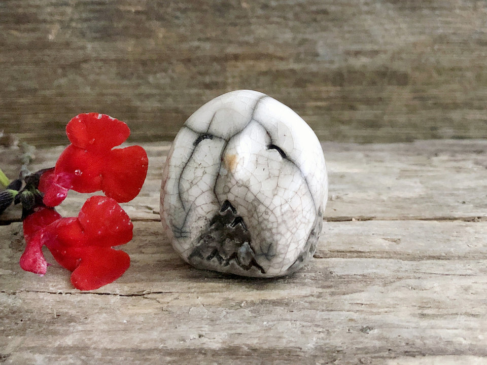 Owl owlet nature spirit kami raku sculpture | Shamanism, pagan altar, Shinto kamidana shrine | animal guide, totem, guardian, forestcore