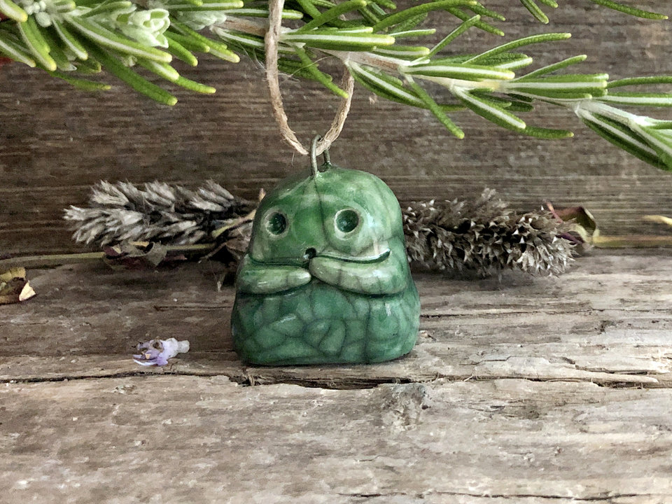 Kawaii kodama raku tree ornament decoration | Christmas, Winter Solstice, spiritual holiday gift | Shinto guardian spirit, forestcore