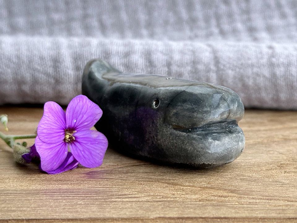 A small and friendly whale nature spirit sculpture | Shinto shamanism totem
