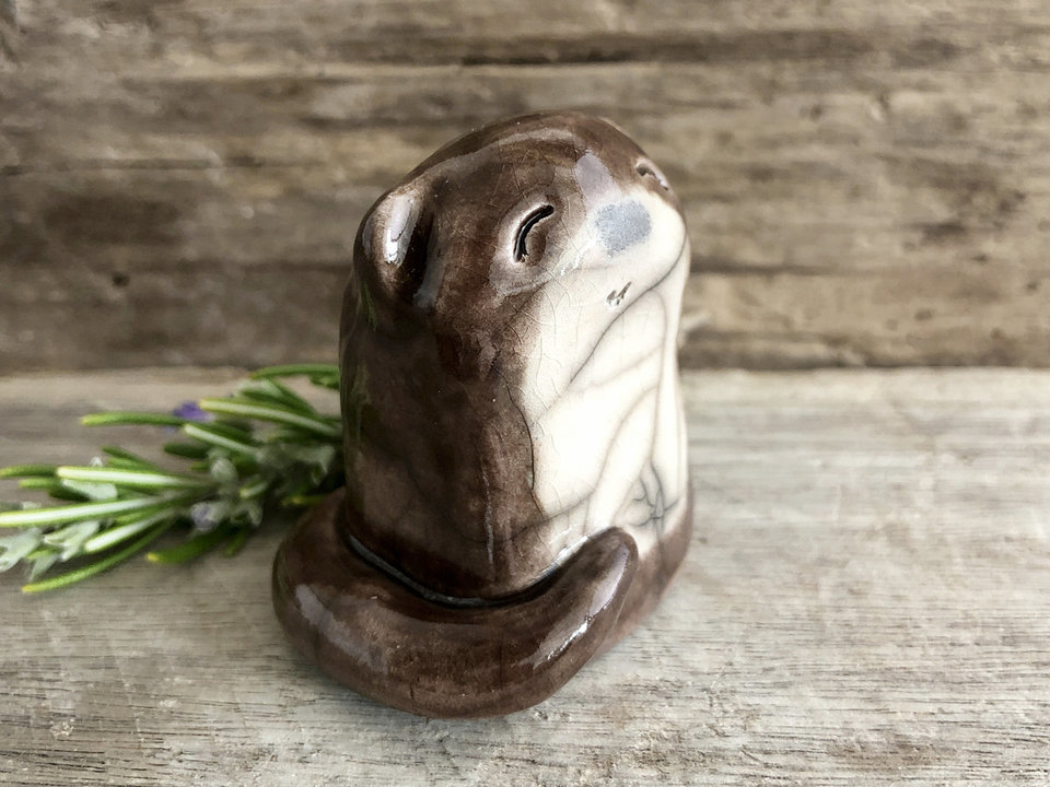 Adorable otter kami raku sculpture | Shamanism, Shinto kamidana shrine | animal totem gift, guardian, nature spirit statue, kawaii