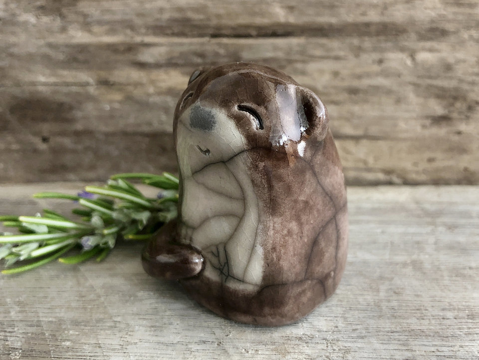 Adorable otter kami raku sculpture | Shamanism, Shinto kamidana shrine | animal totem gift, guardian, nature spirit statue, kawaii