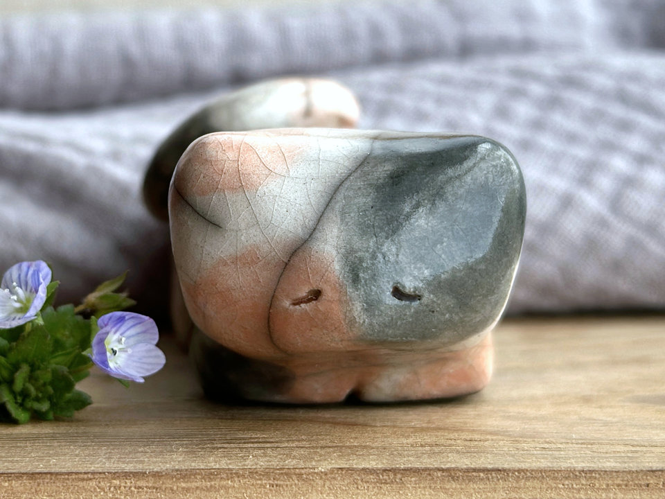 Gentle calico cat kami sculpture | nature spirit guardian figure, Shinto, shamanism