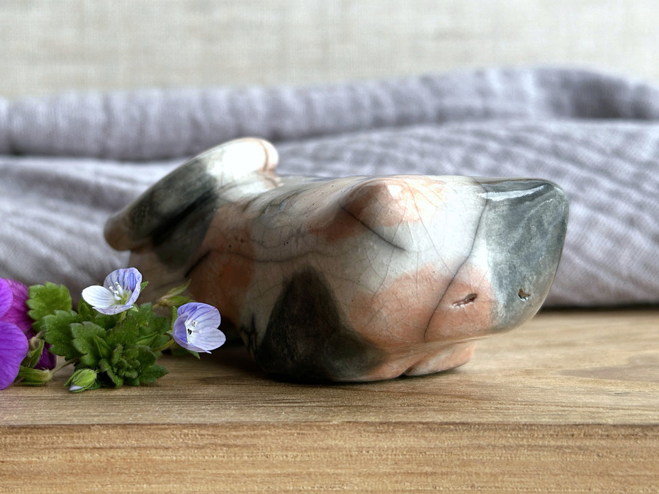 Gentle calico cat kami sculpture | nature spirit guardian figure, Shinto, shamanism