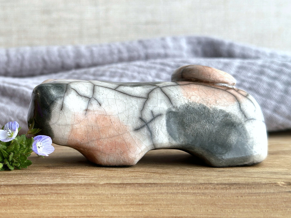 Gentle calico cat kami sculpture | nature spirit guardian figure, Shinto, shamanism