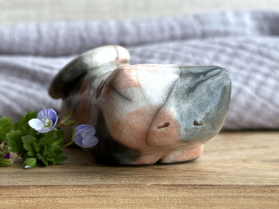 Gentle calico cat kami sculpture | nature spirit guardian figure, Shinto, shamanism