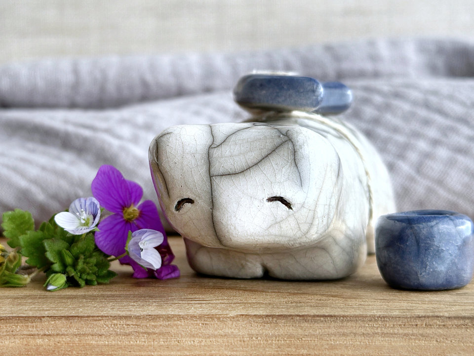 Moon bear guardian spirit raku statue | Shinto kamidana shrine sculpture, shamanism