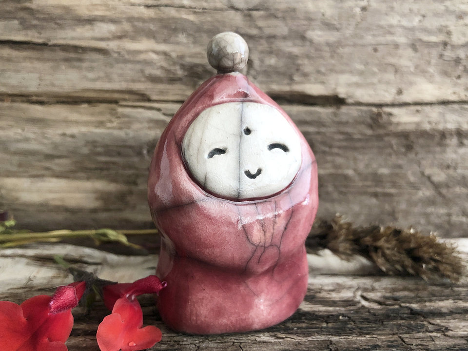Winter elemental gnome spirit raku sculpture | Shinto Shamanism paganism, shrine | guardian, protection, folklore, forestcore gift
