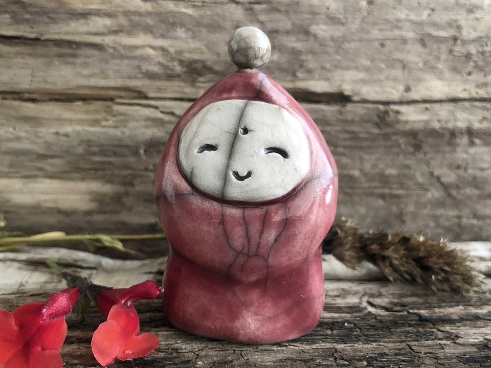 Winter elemental gnome spirit raku sculpture | Shinto Shamanism paganism, shrine | guardian, protection, folklore, forestcore gift