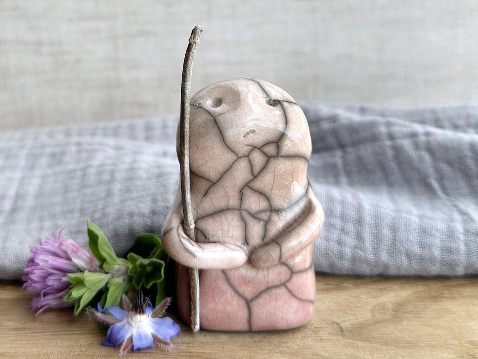 Warrior spirit earth guardian raku sculpture | Shinto shrine statue, shamanism statue