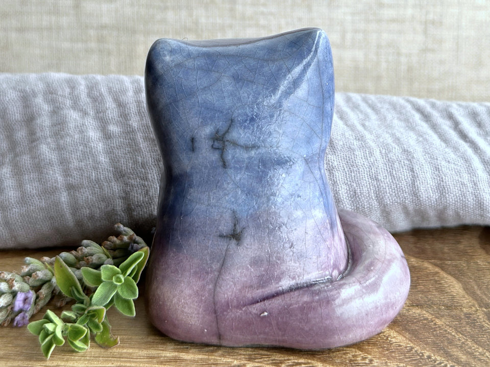 Quiet night kitsune fox raku sculpture | Shinto Inari, shamanism totem