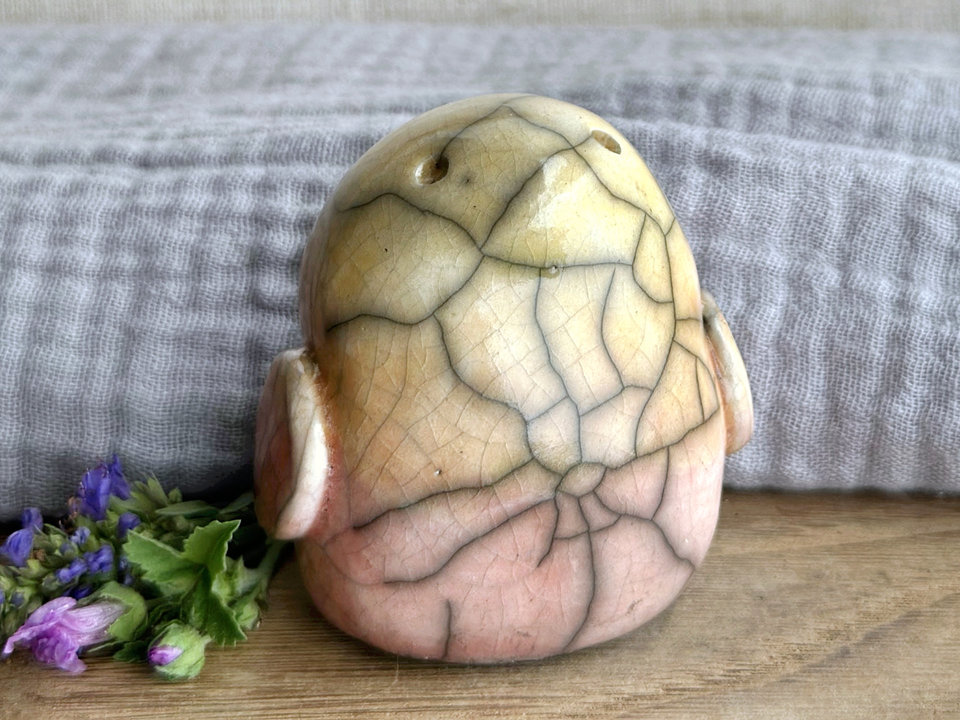 Gentle chonky bird nature spirit guardian sculpture | Shinto shrine, shamanism