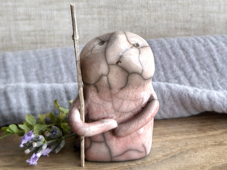 Warrior spirit earth guardian raku sculpture | Shinto shrine statue, shamanism statue