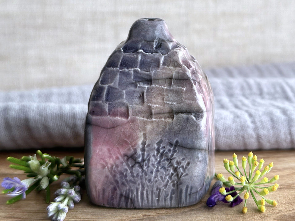 Little winter fairie cottage spirit house that Isn't Sure About Things | raku ceramic sculpture