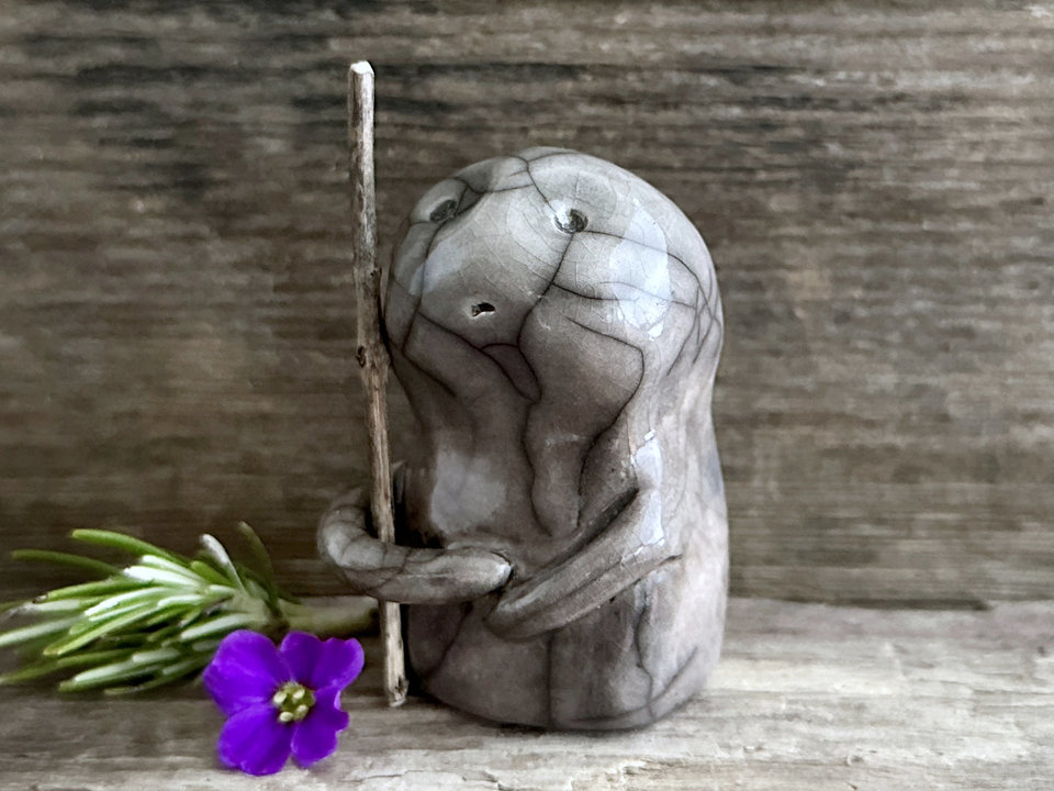 Earth warrior spirit raku guardian sculpture | Shinto shrine, shamanism statue