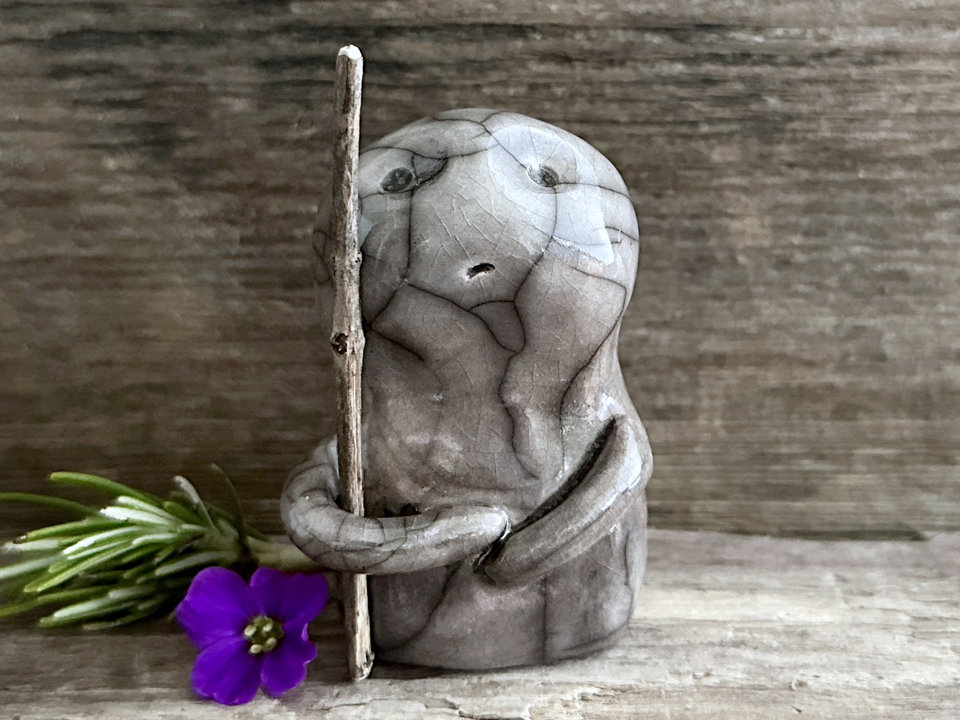 Earth warrior spirit raku guardian sculpture | Shinto shrine, shamanism statue