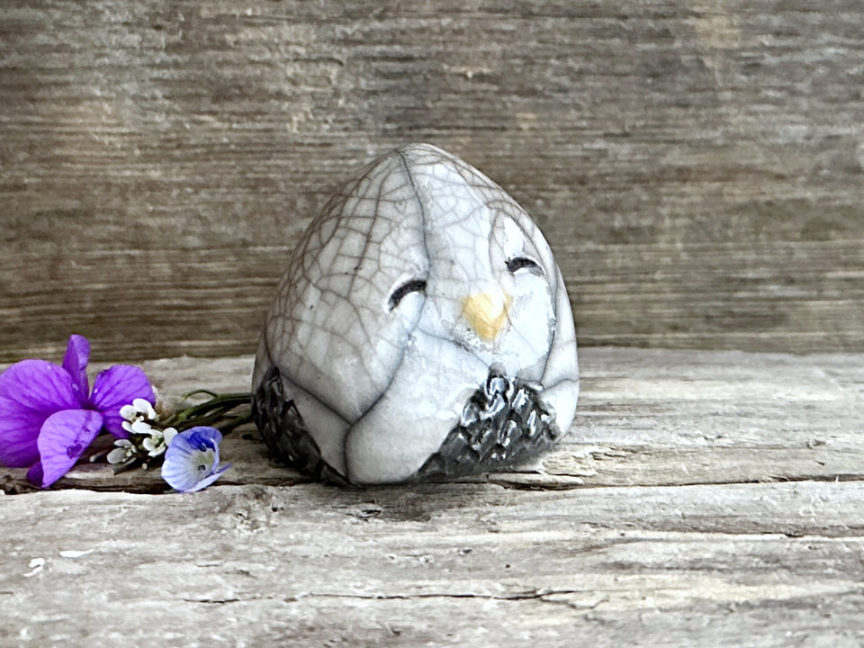 Gentle owl nature spirit kami raku sculpture | shamanism totem, Shinto kamidana shrine