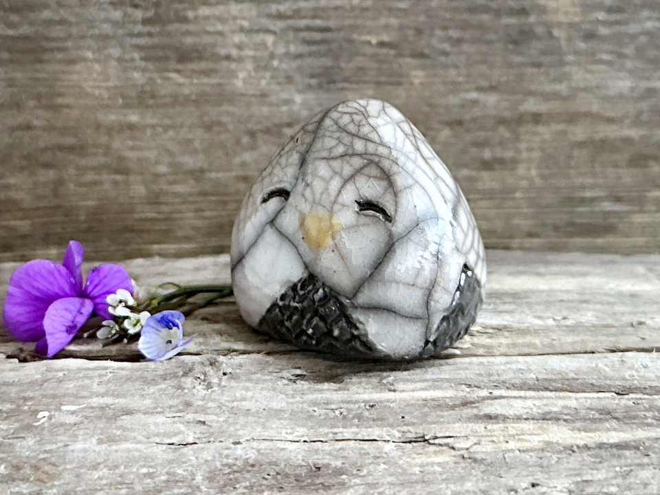 Gentle owl nature spirit kami raku sculpture | shamanism totem, Shinto kamidana shrine