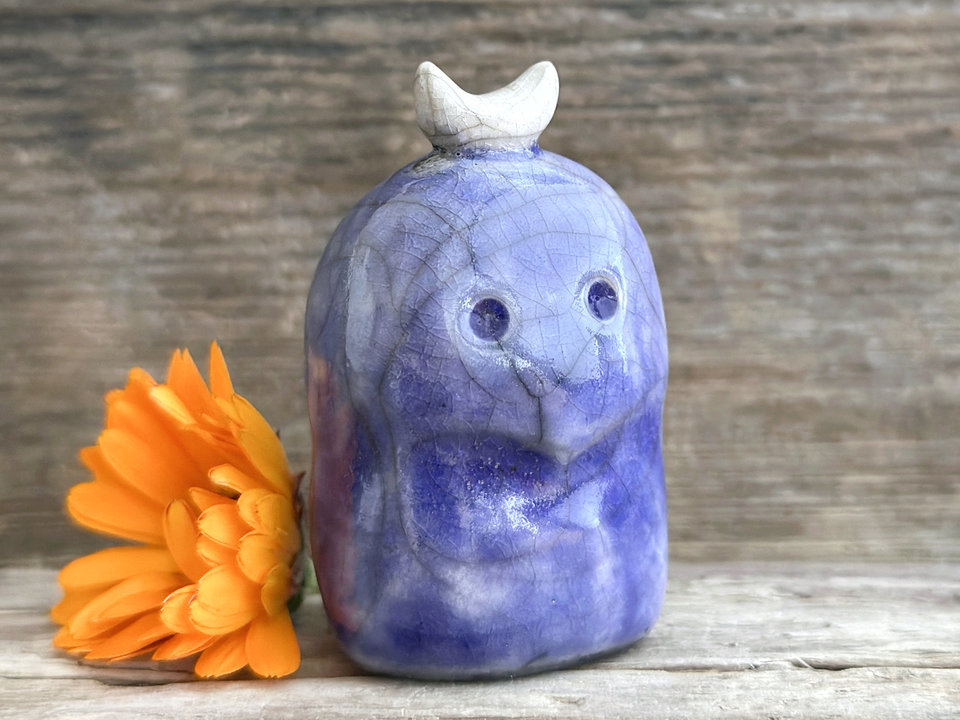 Nighttime moon nature spirit kodama guardian sculpture | Shinto, shamanism