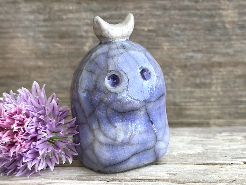 Winter moon nature spirit kodama guardian sculpture | Shinto kamidana, shamanism